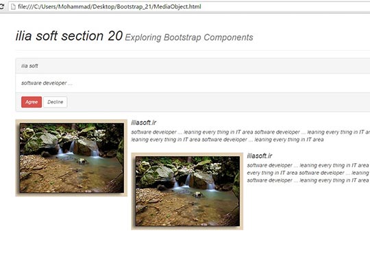 بخش 21 – طراحی وب واکنش گرا ، Media Object در bootstrap